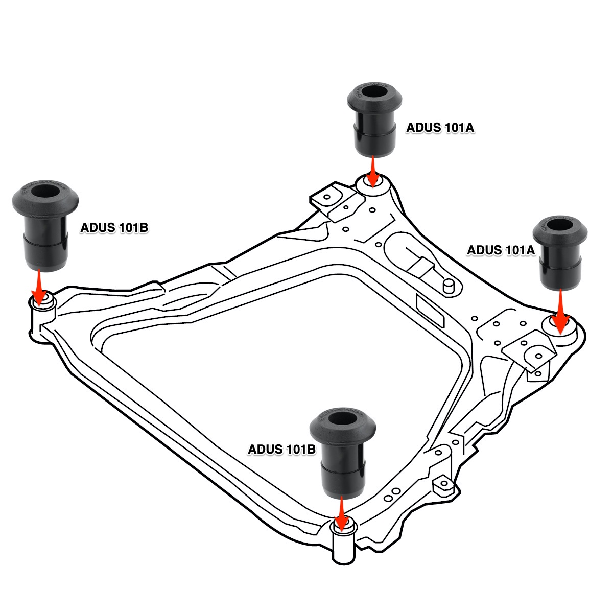 Nissan Rogue 08 19 Front Subframe Crossmember Bushing Kit Springbok